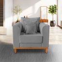 Ver imagem 2 de Poltrona Retro Viena Para Escritorio Linho Cinza - Madeira Prima Deccor