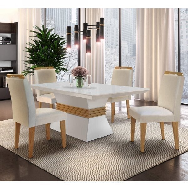 Conjunto Sala de Jantar Mesa e 4 Cadeiras Santorini Espresso Móveis - 1