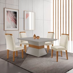 Conjunto Sala de Jantar Mesa e 4 Cadeiras Santorini Espresso Móveis - 1