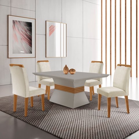 Conjunto Sala de Jantar Mesa e 4 Cadeiras Santorini Espresso Móveis