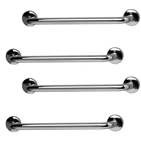 Barra de Apoio Inox 60cm Idoso Kit 4 Unidades Banheiro Box Deficiente Cadeirante Acessibilidade Segu