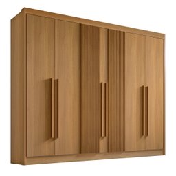 Guarda Roupa Casal Athos 6 Portas Ripado 100% Mdf D`doro Móveis - Cinamomo - 1