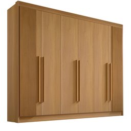 Guarda Roupa Casal Athos 6 Portas Ripado 100% Mdf D`doro Móveis - Cinamomo - 2