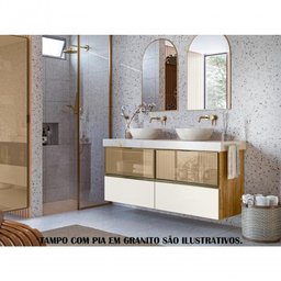 Conjunto 02 Balcoes Para Banheiro Cj14 Carvalho Off White - 8