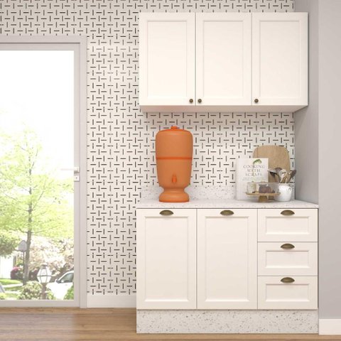 Cozinha Modulada Aurora Provençal 120cm Conjunto Clássico Cor:branco