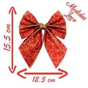 Ver imagem 2 de Enfeite para Árvore de Natal Kit 26 Peças Laço Lacinho Vermelho Brilhante Dourado Tecido