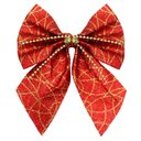 Ver imagem 1 de Enfeite para Árvore de Natal Kit 26 Peças Laço Lacinho Vermelho Brilhante Dourado Tecido