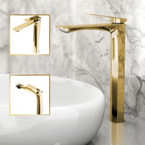 Torneira Misturador para Banheiro Alta Atenas Dourada 100% Metal Premium