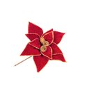 Ver imagem 1 de Flor Poinsetia Felice Aveludada Vermelha C/pinha