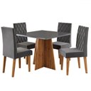 Ver imagem 2 de Mesa de Jantar 4 Lugares Evah com Vidro Mel/grafite/veludo Cinza - Viero Móveis