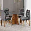 Ver imagem 1 de Mesa de Jantar 4 Lugares Evah com Vidro Mel/grafite/veludo Cinza - Viero Móveis
