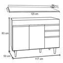Ver imagem 5 de Balcão Gabinete para Pia com Tampo 120cm Michigan Branco/Pto - Lumil Lumil Móveis