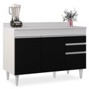 Ver imagem 3 de Balcão Gabinete para Pia com Tampo 120cm Michigan Branco/Pto - Lumil Lumil Móveis