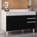Ver imagem 1 de Balcão Gabinete para Pia com Tampo 120cm Michigan Branco/Pto - Lumil Lumil Móveis
