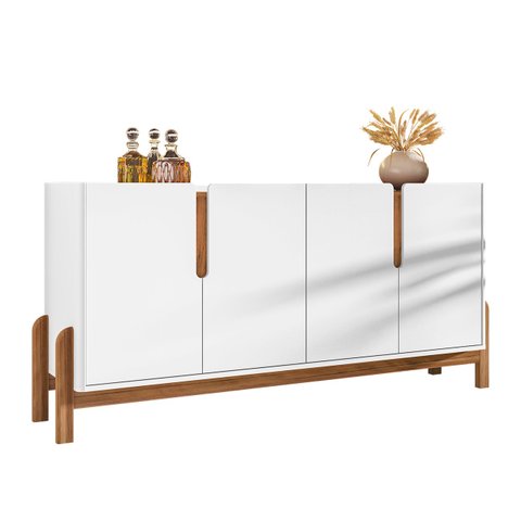 Buffet Aparador 4 Portas Sala de Jantar Nay C14 Branco/cedro - Mpozenato