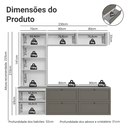 Ver imagem 4 de Estante Sala de Estar com Rack + Cristaleira 230cm Branco/cinza Vik Madesa 01