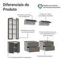 Ver imagem 5 de Estante Sala de Estar com Rack + Cristaleira 230cm Branco/cinza Vik Madesa 01