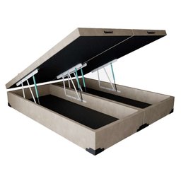 Cama Box Baú Casal Bipartido Colchão Espuma D33 Maxx Kansas + Box Sintético 77x138x188:bege - 2