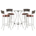 Ver imagem 1 de Jogo de Mesa Bistrô com Tampo de Vidro Redondo 4 Banquetas em Alumínio e Fibra Sintética Argila