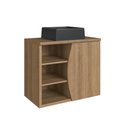 Ver imagem 2 de Gabinete de Banheiro Suspenso 70cm Laura com 01 Porta e 02 Prateleiras Mel com Cuba Preta