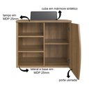 Ver imagem 5 de Gabinete de Banheiro Suspenso 70cm Laura com 01 Porta e 02 Prateleiras Mel com Cuba Preta
