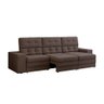 Sofá Jobim Plus 2,30m Assento Retrátil/Reclinável Suede Marrom XFlex Sofás - 4