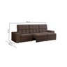 Sofá Jobim Plus 2,30m Assento Retrátil/Reclinável Suede Marrom XFlex Sofás - 3