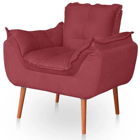 Poltrona Opala Decorativa Veludo Rosê