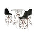 Ver imagem 1 de Jogo Mesa Bistrô Eames Vidro 60Cm 3 Banquetas Preta Base Ferro Cobre - Cor: Branco