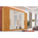 Ver imagem 1 de Guarda Roupa Casal 6 Portas (2 Ripadas e 2 C/ Espelho) e 6 Gavetas Potente Peroba/off White - Europa