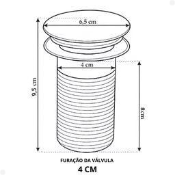 Válvula Ralo Click Pop Up Luxo Inteligente para Cuba Dourado - 3