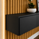Ver imagem 3 de Aparador Suspenso 90cm com Painel Ripado MDF Decorativo Sala:Preto