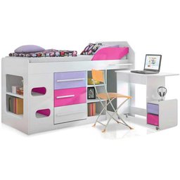 Cama Sleep Teen - Santos Andirá - Branco / Fucsia / Lilas - 1