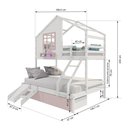 Ver imagem 3 de Beliche Casinha com Janela Casal/solteiro 02 Gavetas Rosa e Kit Escada/escorregador Madeira Maciça