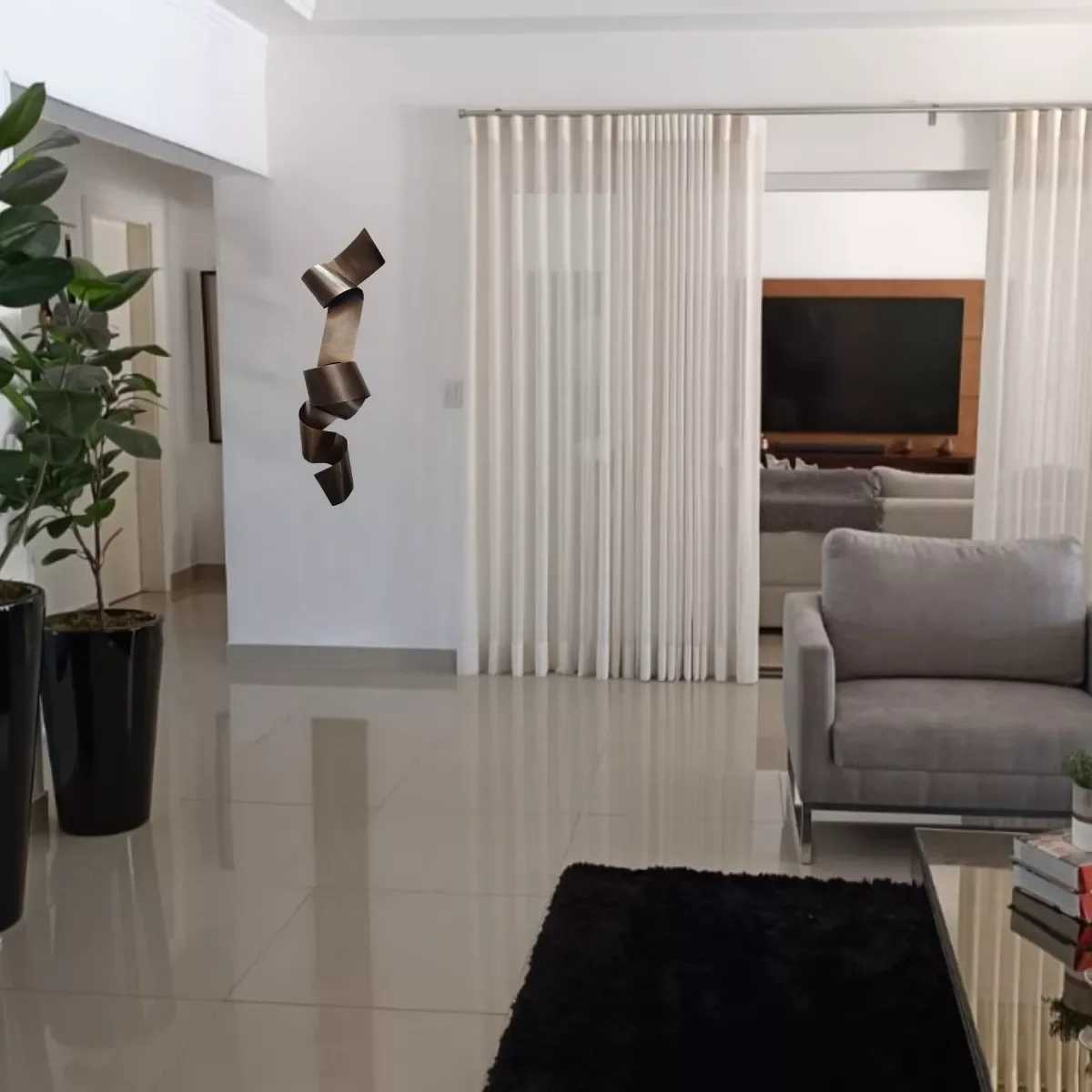 Ver imagem 3 de Decoração Escultura Parede de Metal Decoração Sala Quarto Escritório Home Decor Bronze Escuro