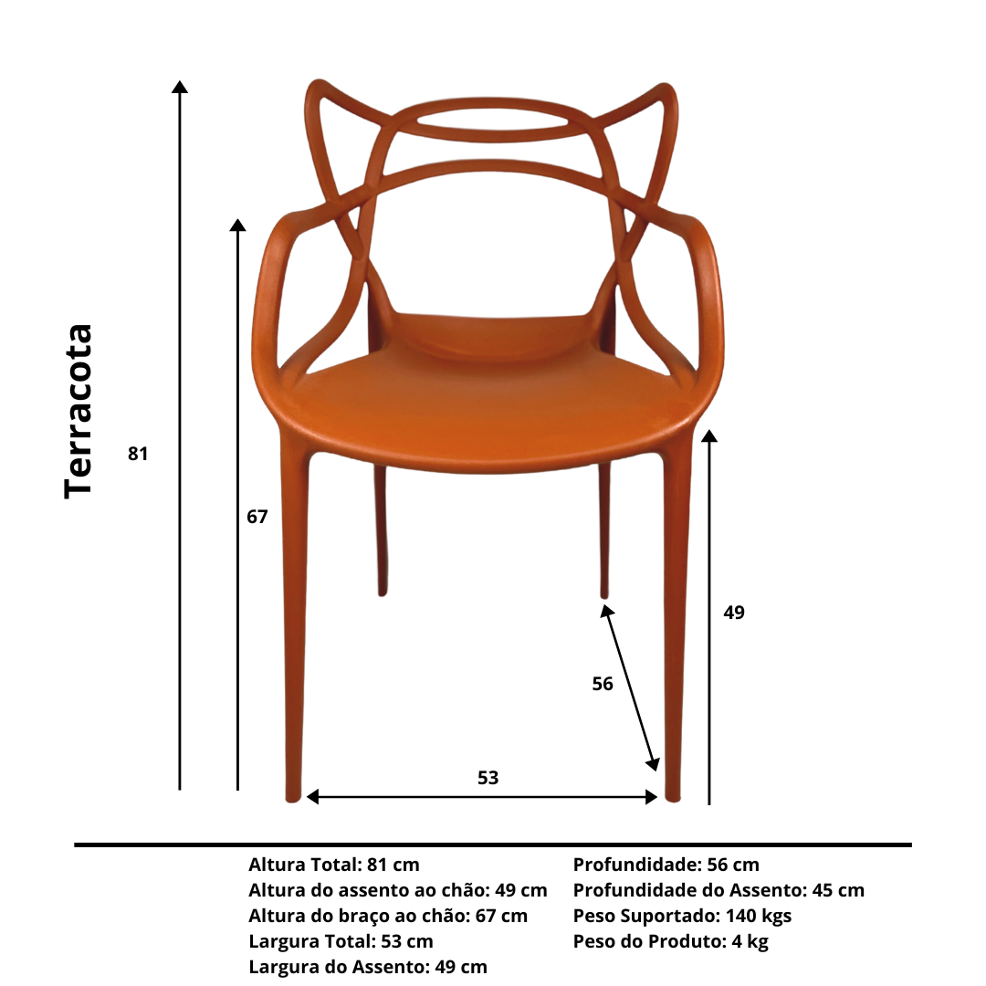 Cadeira Allegra Top Chairs Terracota - kit com 6 - 4