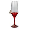 Taça Pomba Gira Leque Rosa Vermelha Champagne Vidro 186ml - 2
