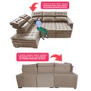 Ver imagem 4 de Sofá de Canto Esquerdo 2.65x2.30m Retrátil e Reclinável com Molas Ensacadas Cama inBox Nobre Bege