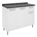 Ver imagem 1 de Balcão De Cozinha 100% Aço 105Cm Com Tampo 3 Portas 1 Gaveta 6112 Múltipla Branco