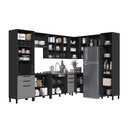 Ver imagem 2 de Cozinha Modulada Completa de Canto 9 Peças 549cm sem Tampo Mônaco Cinza Chumbo/Titânio