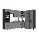 Ver imagem 3 de Cozinha Modulada Completa de Canto 9 Peças 549cm sem Tampo Mônaco Cinza Chumbo/Titânio