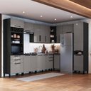 Ver imagem 1 de Cozinha Modulada Completa Fidelitá Mônaco 9 Peças 549cm 16 Portas 4 Gavetas sem Tampo Chumbo/tit