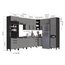 Ver imagem 4 de Cozinha Modulada Completa de Canto 9 Peças 549cm sem Tampo Mônaco Cinza Chumbo/Titânio