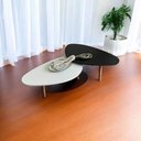 Ver imagem 3 de Kit 2 Mesas de Centro Orgânicas Pés Palito em Madeira Branco e Preto