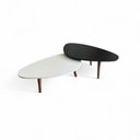 Ver imagem 2 de Kit 2 Mesas de Centro Orgânicas Pés Palito em Madeira Branco e Preto