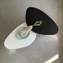 Ver imagem 4 de Kit 2 Mesas de Centro Orgânicas Pés Palito em Madeira Branco e Preto