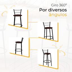 Kit 4 Banquetas para Balcão Bancada Cozinha Bistrô Ilhas Gourmet Bares Banco Flórida Preta - 5