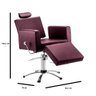 Cadeira Cabelereiro Barbeiro Maquiagem Poltrona Reclinável Class Salão de Beleza Estofados Vinho - 3
