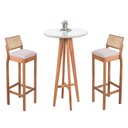 Ver imagem 1 de Conjunto Bistrô Mesa Jade Tampo Laqueado com 2 Banquetas Helena Linho Facilita Decor