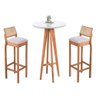 Conjunto Bistrô Mesa Jade Tampo Laqueado com 2 Banquetas Helena Linho Facilita Decor - 1